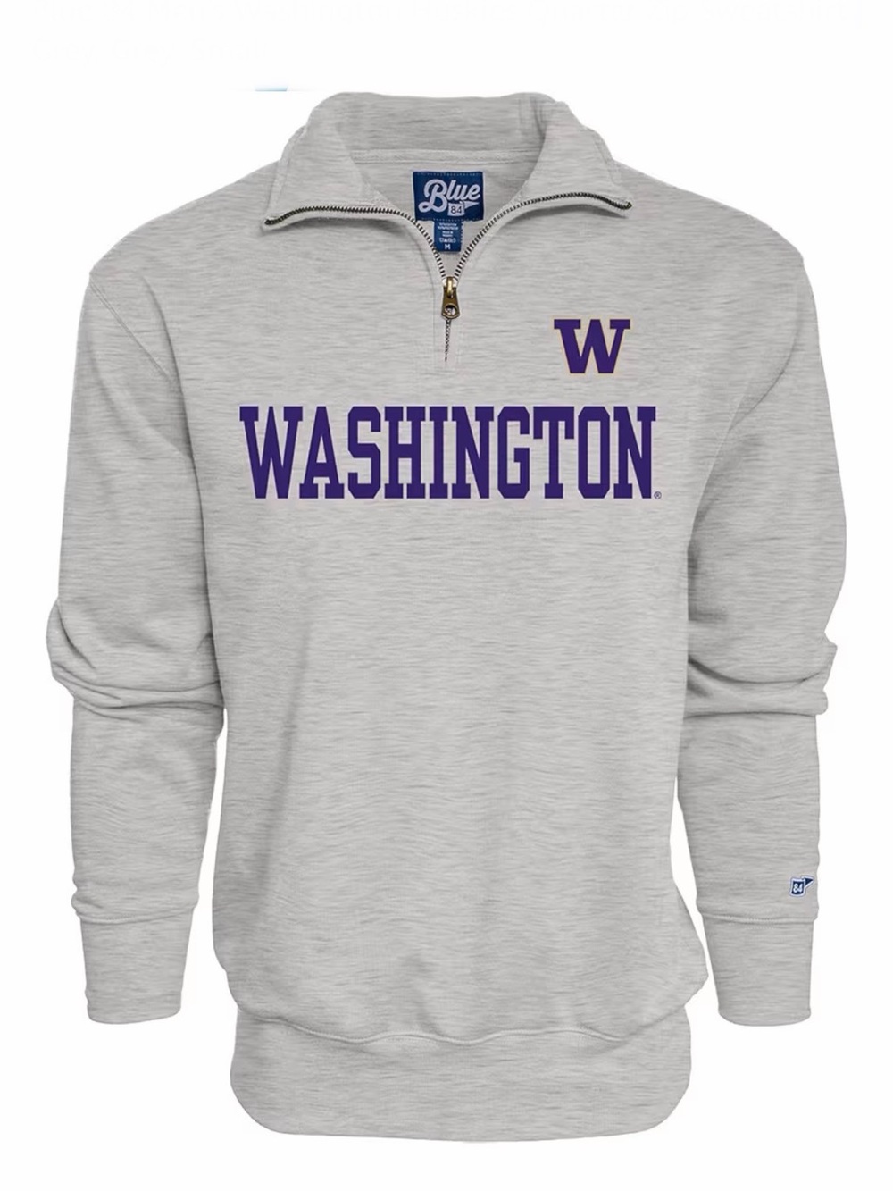 Blue 84 Men's👨🏻Washington Huskies Quarter Zip Sweatshirt Grey Sz S